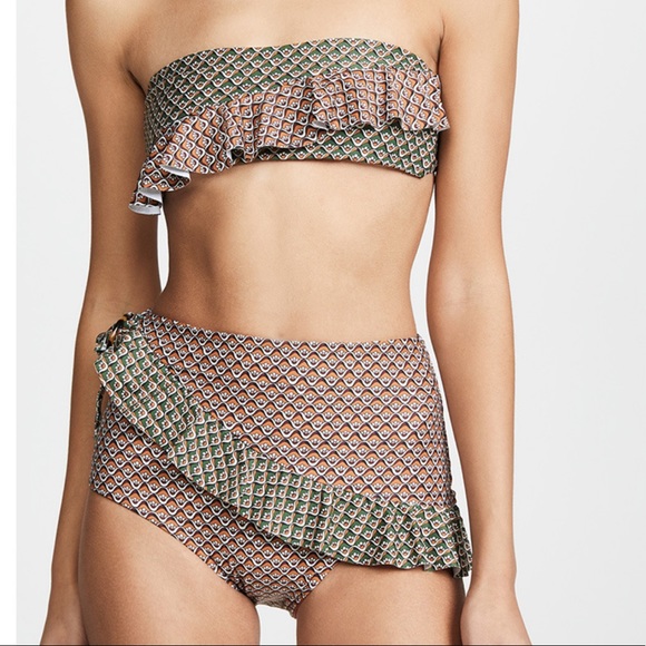 Flirtini High Waist Ruffle Designer Ultra Premium Runway Brazilian Bikini Set - Picture 5 of 8